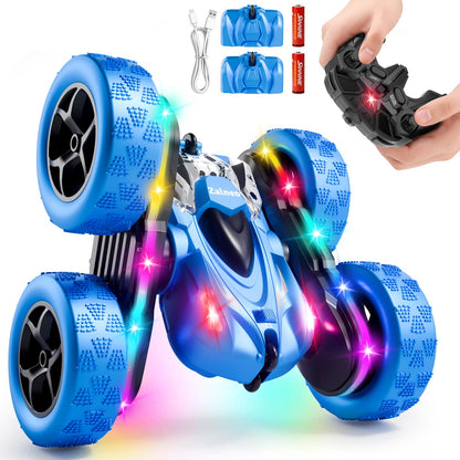 Zalneo Remote Control Stunt Car 4WD 360° Flip Double?Sided RC Cars, LED Light Bar, USB?C Modular Battery, 2.4 GHz Outdoor Beach Toy for Boys 6?12
