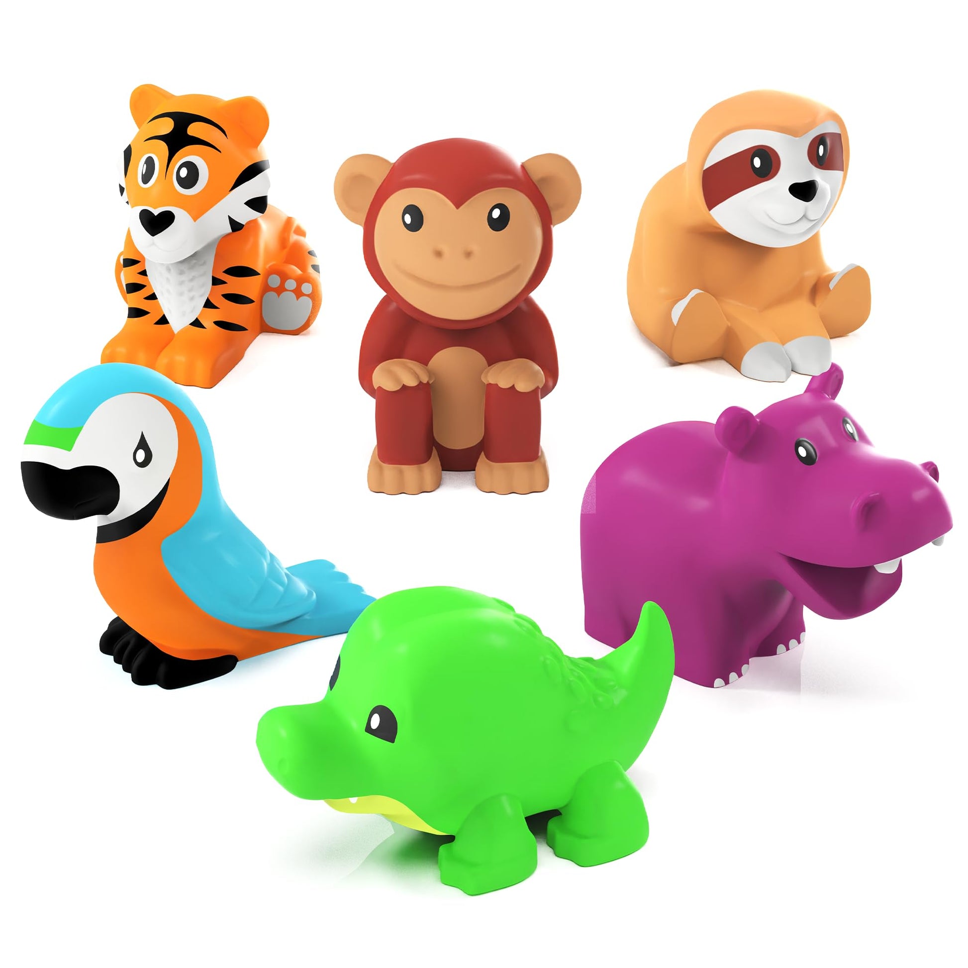 Tub Works® Rainforest™ Mold Free Bath Toys, 6 Pack | Sealed, No Hole Bath Toys Design Keeps Moisture Out | Soft, Squeezable & Float on Water |