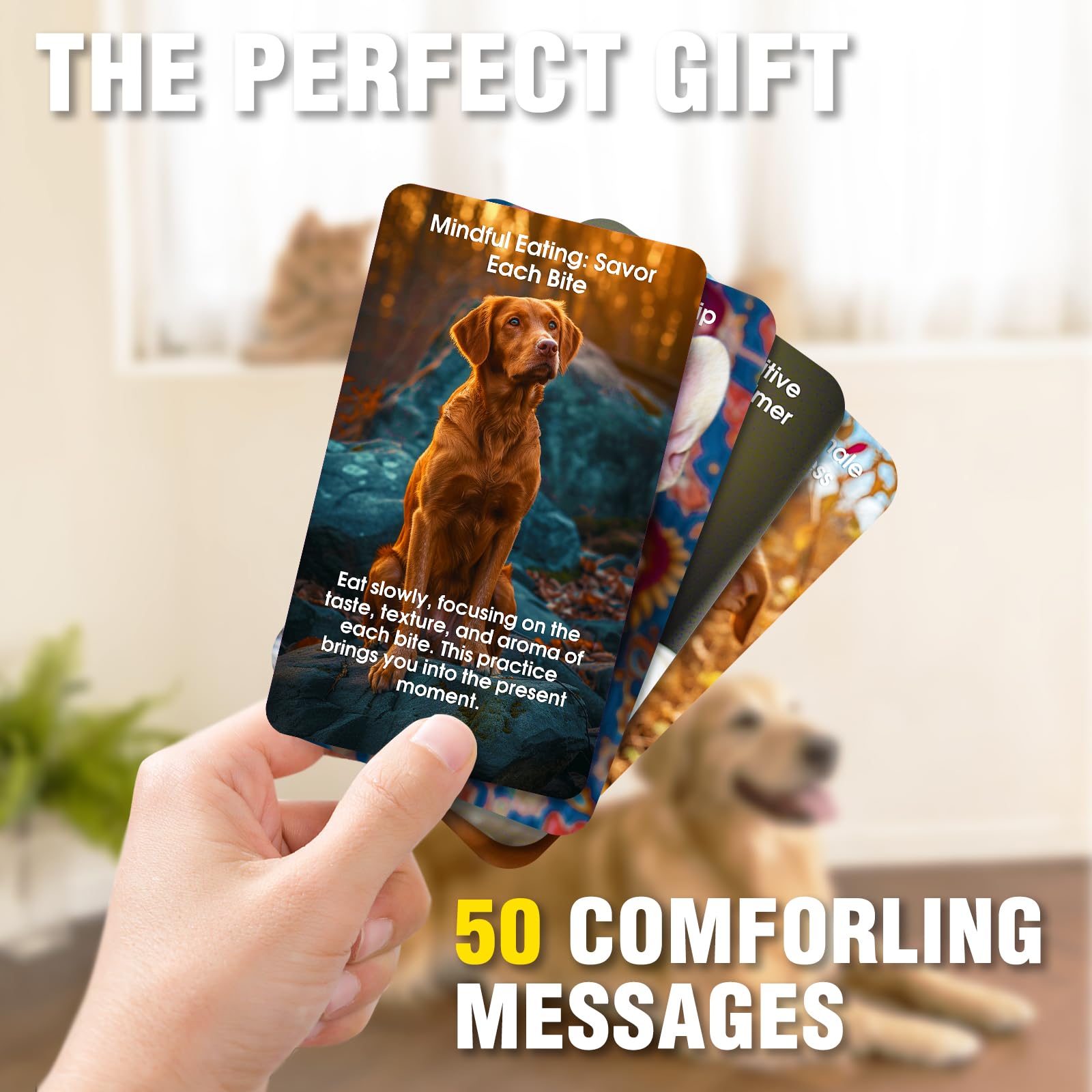ZZBUY Dogs Against Anxiety Cards, 50 Affirmation Cards for Stress Relief and Self Care Mindfulness
