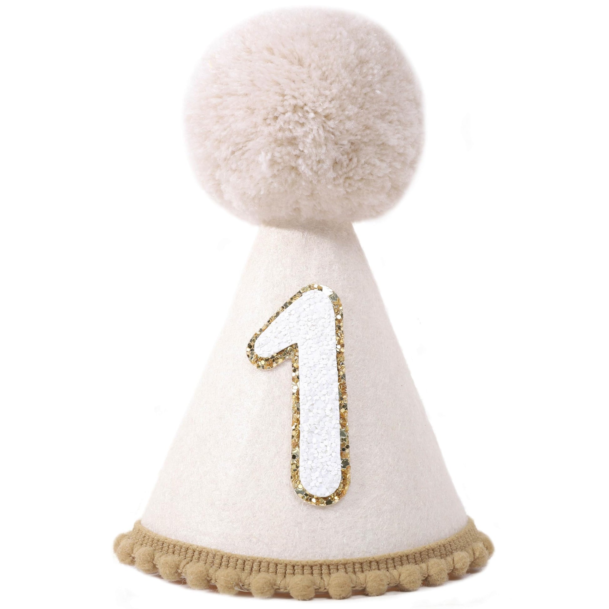 MAMUXI Linen 1st Birthday Hat for Boys, Beige Felt Party Decorations