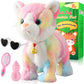 Colorful Plush Robot Cat Stuffed Animal Interactive Cat Robot Toy, Robotic Cat Barking Meow Kitten Touch Control, Animated Kitty Cat Pet, Robot Kitty