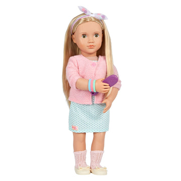 Our Generation Pretty Pom Poms Hairdressing Kit - Hair Clips, Brush, Hair Elastics and More - 46 cm Doll Accessories - Hairdresser Imagination Game