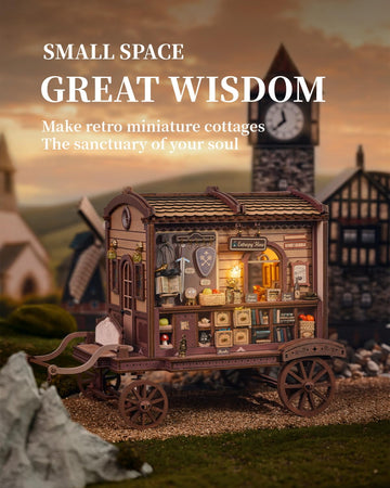 IIE CREATE DIY Miniature House Kit, 3D Wooden Puzzles for Adults, Mini House Building Kits, Halloween Christmas Home Bookshelf Decoration, Gifts