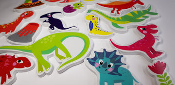 Buddy & Barney: Bath Time Stickers - Dinosaurs - 18 Foam Dino Character Pieces, Suction Cup Mesh Storage Bag, Prehistoric Play, Water Toy, Kids 3+