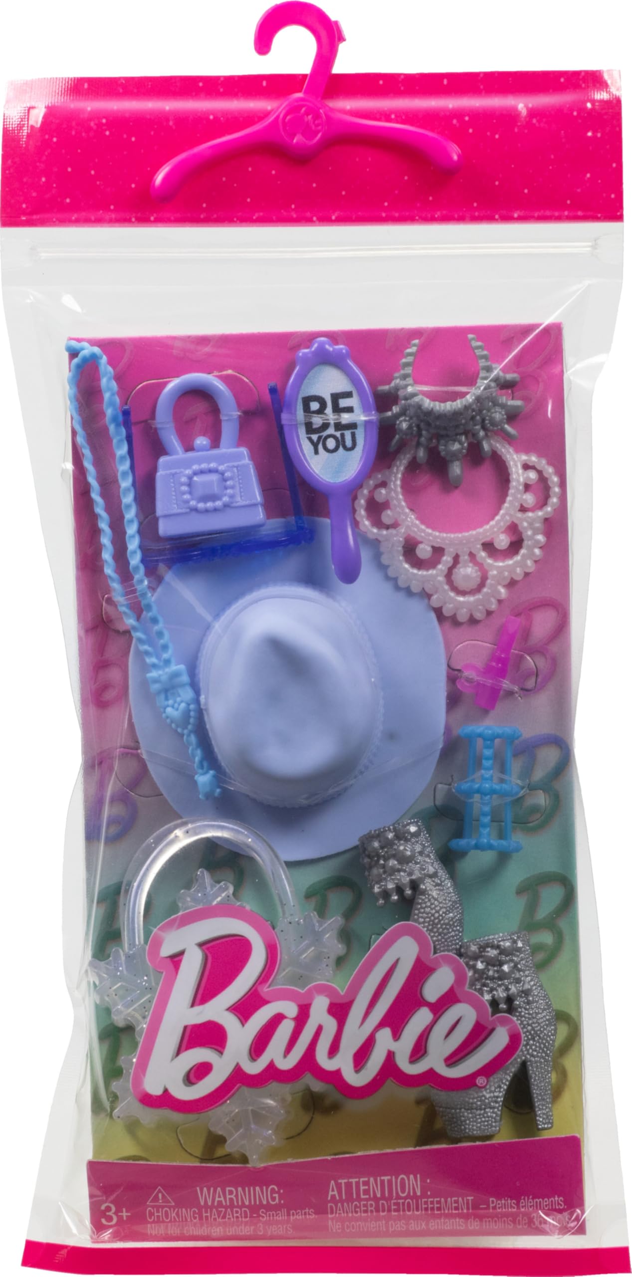 Barbie Doll Accessories With Icy Glam Theme Including Sparkly Snowflake Purse & Blue Hat