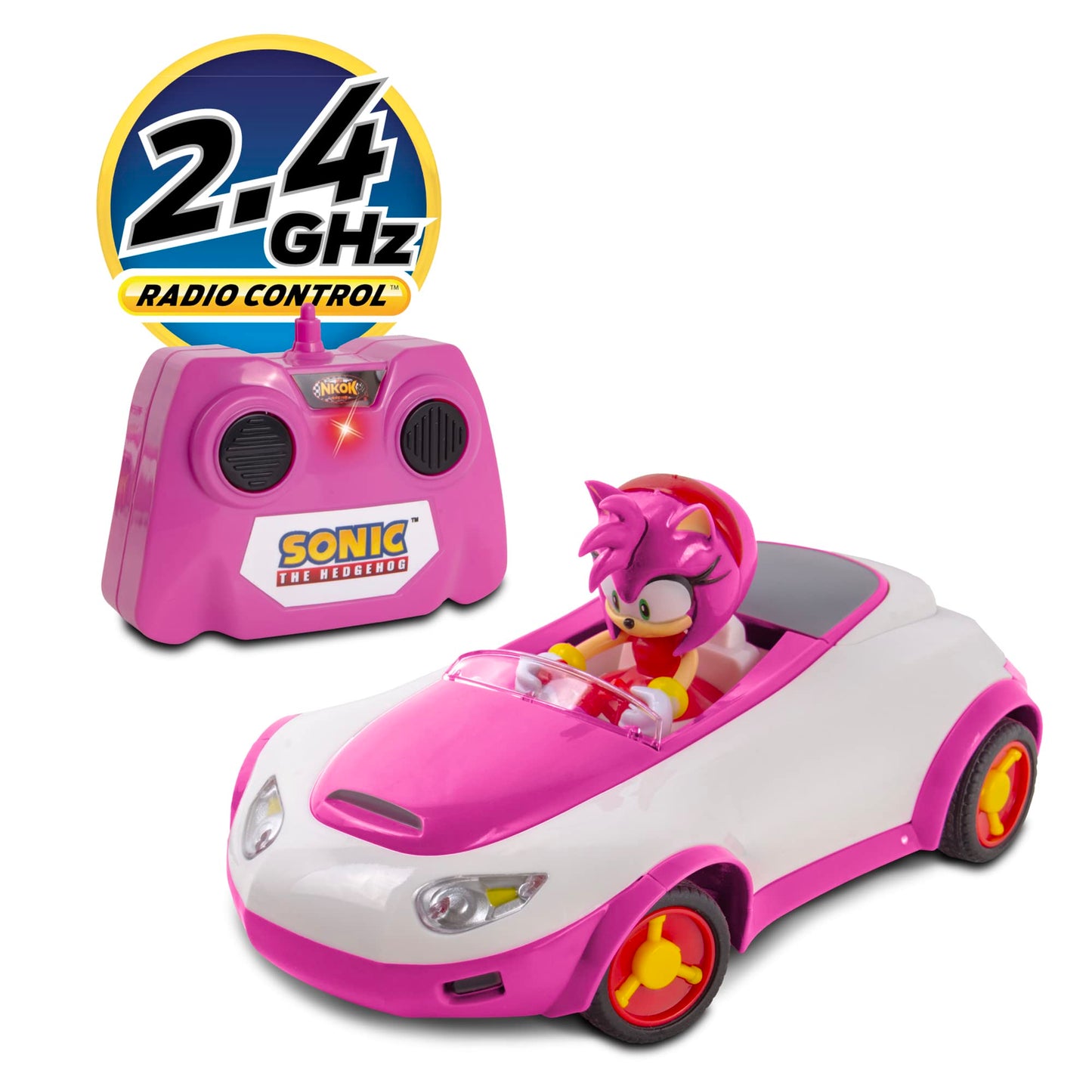 NKOK Sonic Racing RC Car Amy Rose 1:28 Scale, 2.4 GHz, Officially Licensed