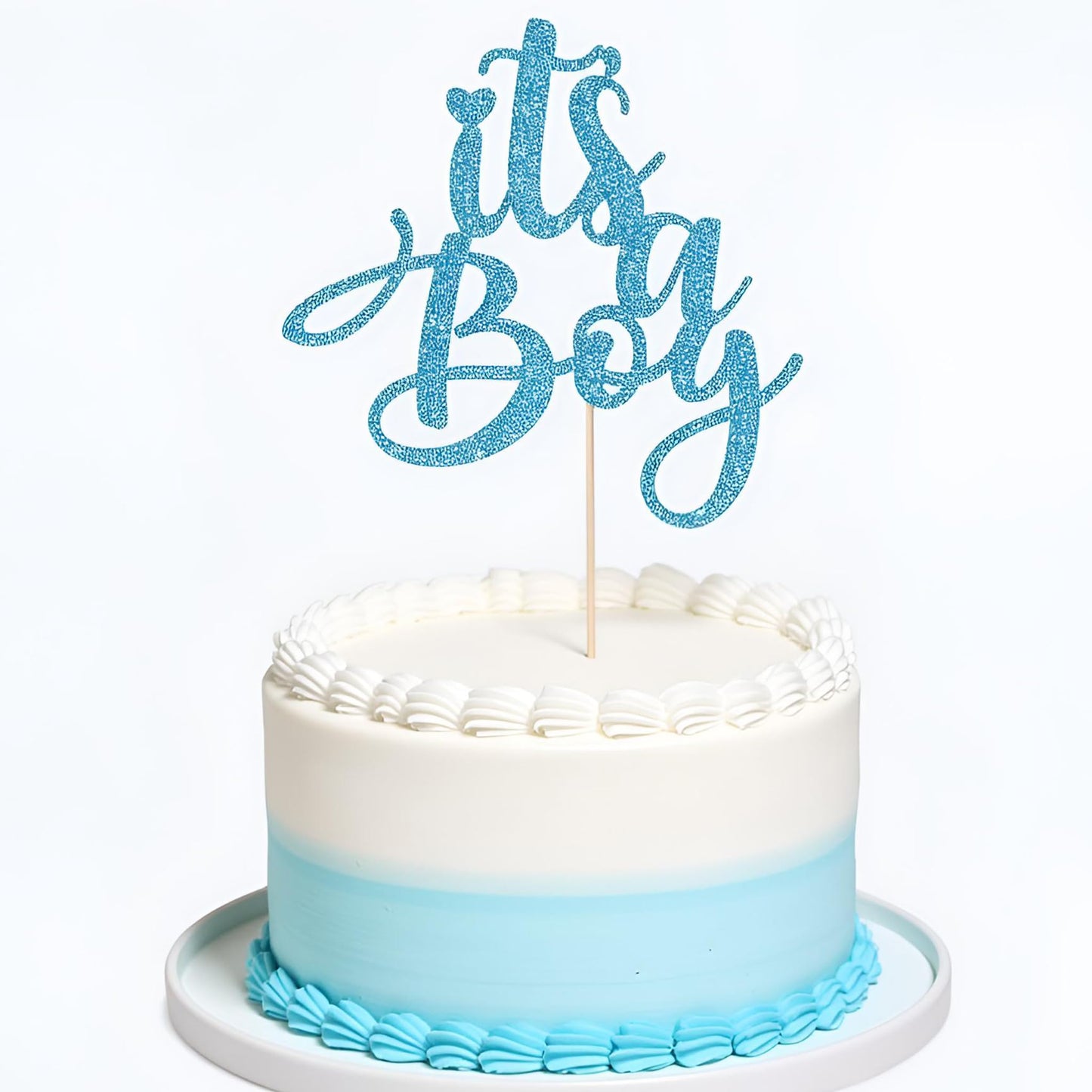 Sleyberoy Blue Glitter It's a Boy Cake Topper