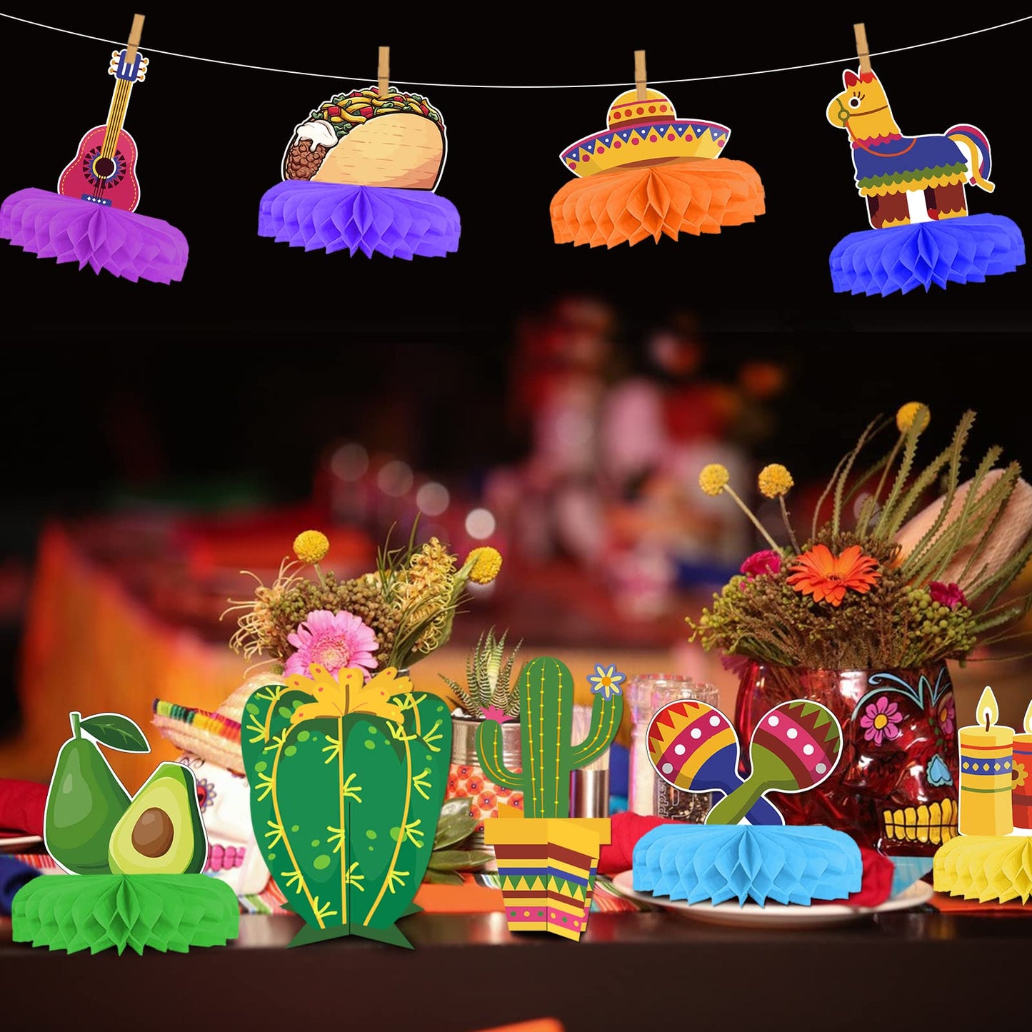 10 Pcs Cinco De Mayo Fiesta Centerpieces for Tables Cinco De Mayo Table Decorations Fiesta Decorations Mexican Themed Party Decorations Fiesta Party