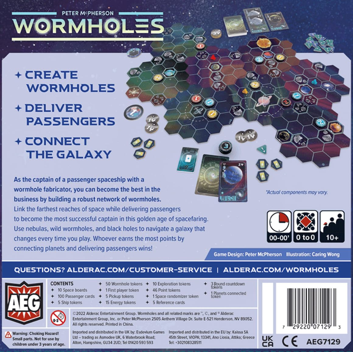 AEG Wormholes | Connect the Galaxy, Warp Ships | Science Fiction Space Exploration Modular Pick-Up and Deliver Board Game | 1-5 Players | Ages 10+