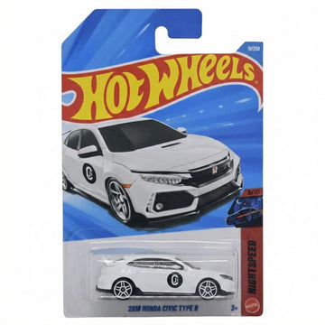 Hot Wheels 2018 Honda Civic Type R [White] Night Speed 3/10, 11/250, 1:64 Scale Diecast Toy Vehicle