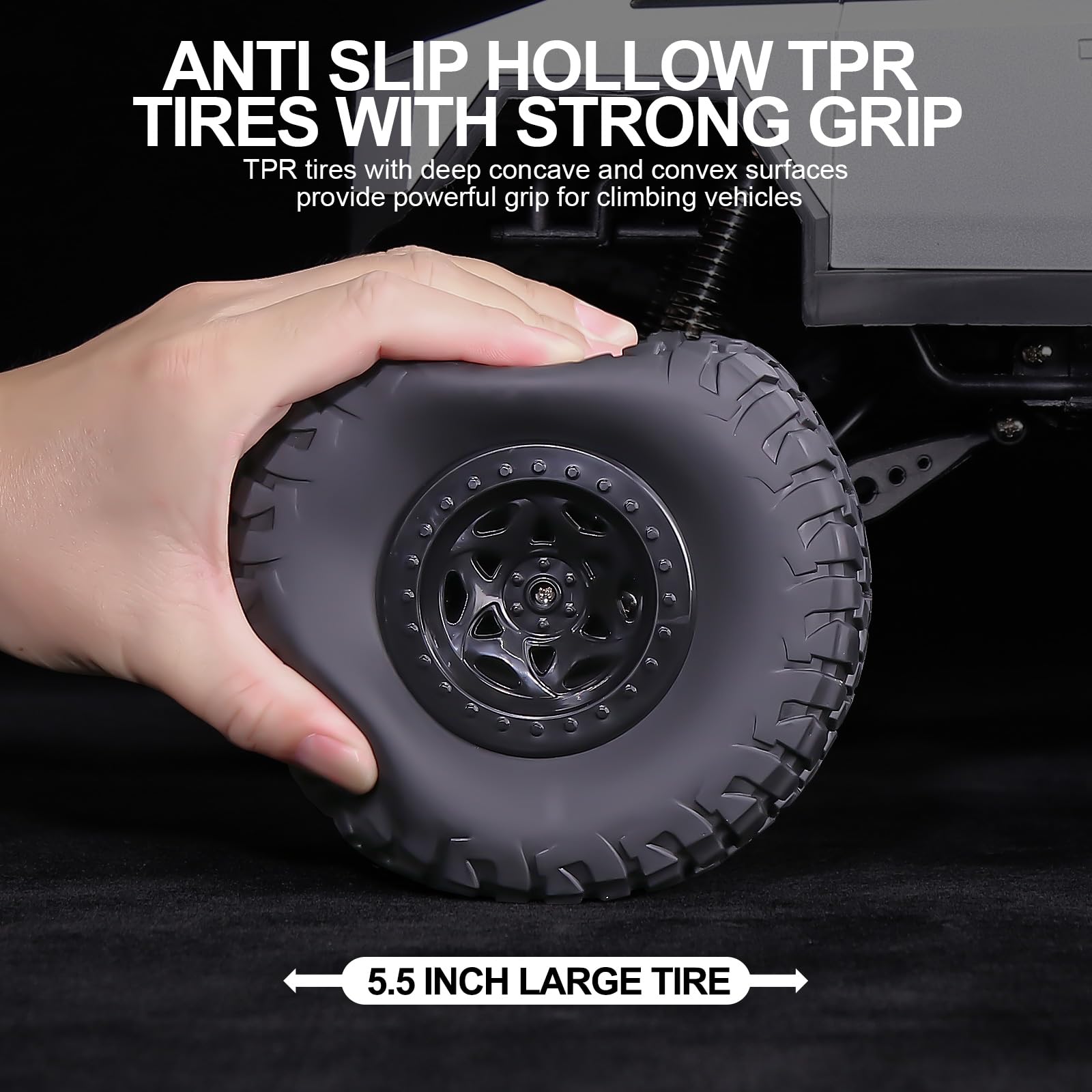 toylefun 1:8 Huge Climbing Car Remote Control Truck RC Pickup Model Car Motorcycle Powerful 4x4 Vehicle for All Various Terrains Great Christmas
