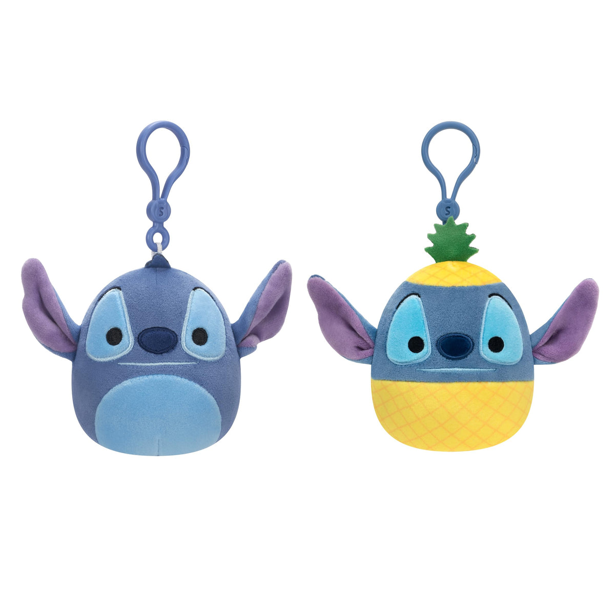 Squishmallows Original 3.5in Disney Stitch and Pineapple Stitch Clip 2-Pack - Official Jazwares Plush