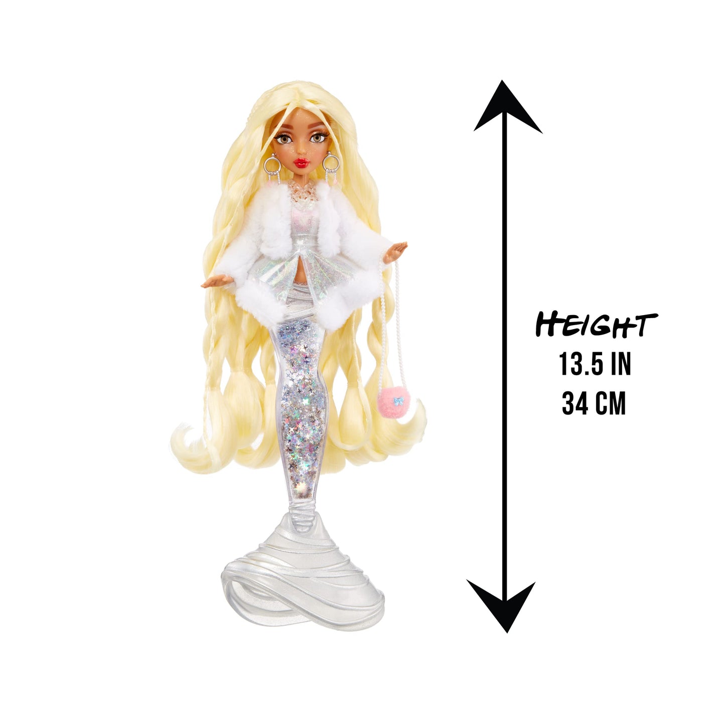 MERMAZE MERMAIDZ™ Winter Waves Gwen™ Mermaid Fashion Doll with Color Change Fin, Glitter-Filled Tail and Accessories 13.5 Inch