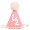 SYESQL Baby Half Birthday Cone Hat - Baby 1/2 Birthday Hat, Six Months Party Hat Outfit, Half Way to One Party Supplies (1/2 Cone Hat Pink)