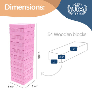 WE Games Wooden Block Stacking Party Game for Adults, Tumble Tower Wedding Guest Book Alternative, Tabletop Games, Includes Storage Case, 12 inches