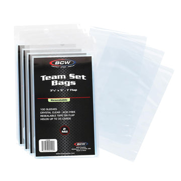 BCW Resealable Team Set Bags - 400 Count | Holds 35 Loose Cards or 5 Standard 35pt Toploaders | Fits Magnetics up to 108pt | Acid-Free Team Bags for