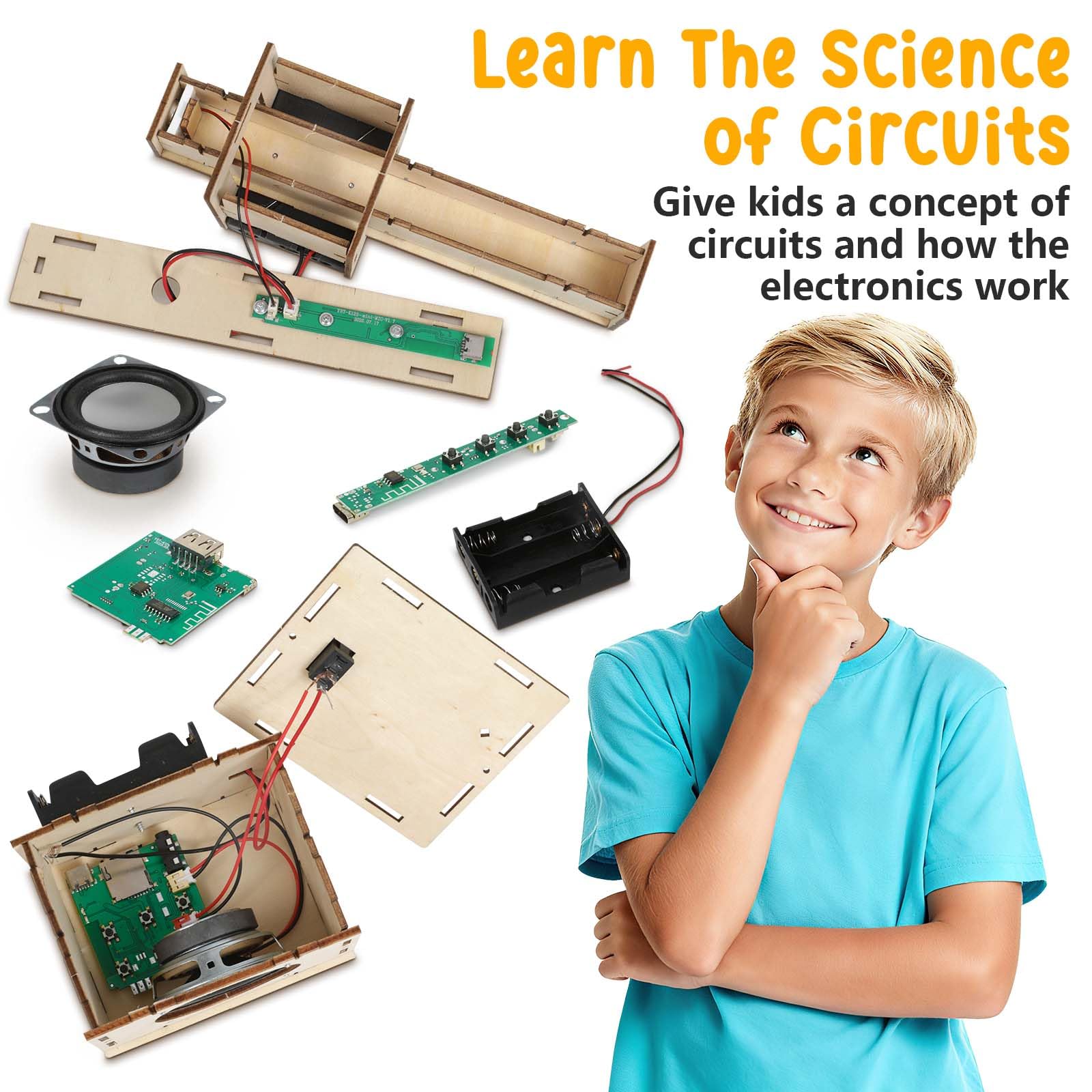 Stem Projects Karaoke Machine Toys for Boys Age 8-12 12-14 Science Kit Building Own Bluetooth Speaker & Microphone DIY Electronics Kit for Kids Kid