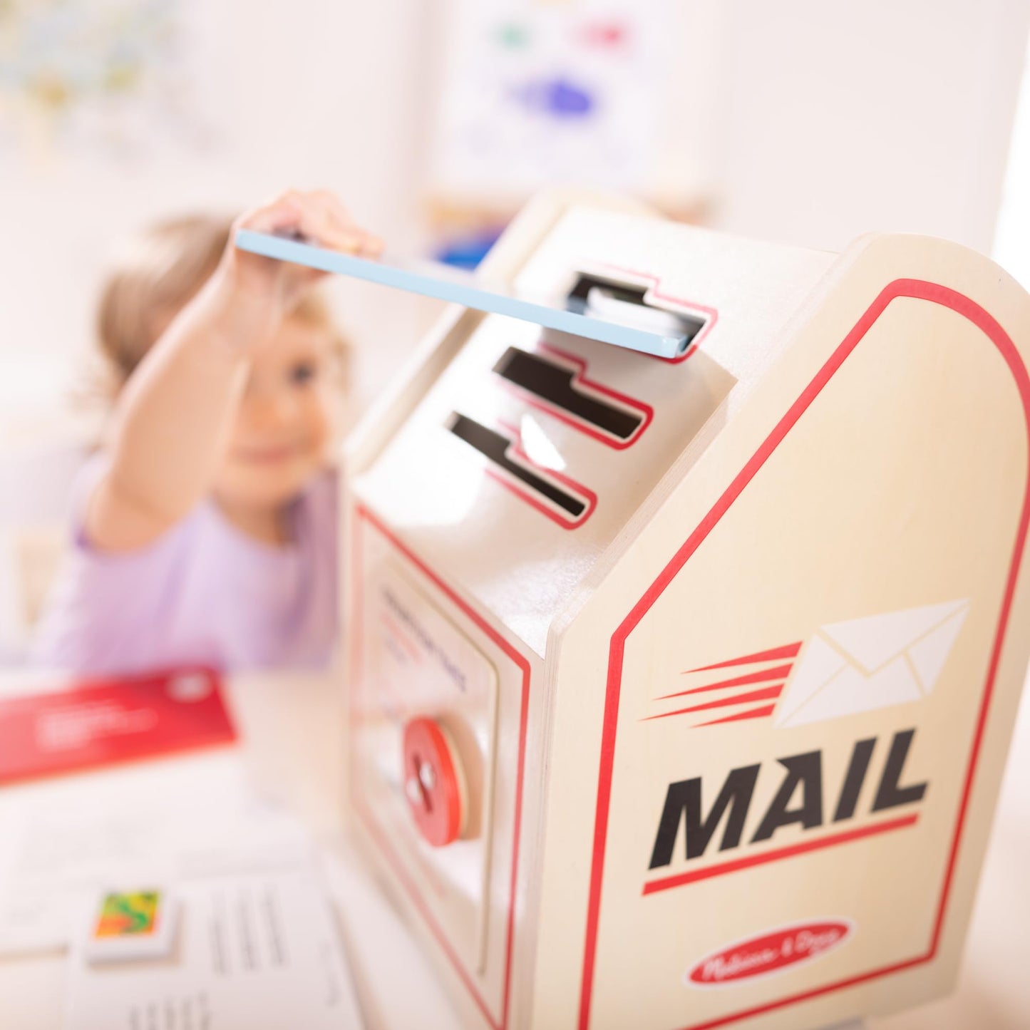 Melissa & Doug Stamp & Sort Wooden Mailbox Pretend Play Post Office Toy