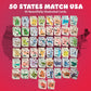 SPARK INNOVATIONS USA States Matching Card Games, Educational Kids Games, Learn States and Capitals, Homeschool Supplies, Classroom Must Have, Kids