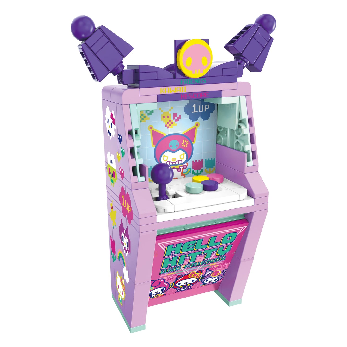 Brickcraft Hello Kitty and Friends Kuromi Arcade Building Set - 111 PCS Construction Toy for Ages 12+, Includes Stickers, Collectible Mini Arcade