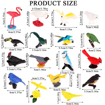 30 Pieces Realistic Bird Animals Figurines Mini Bird Animal Figures Model Cake Toppers Plastic Birda Figures Simulated Toucan Ostrich Owl Flamingo