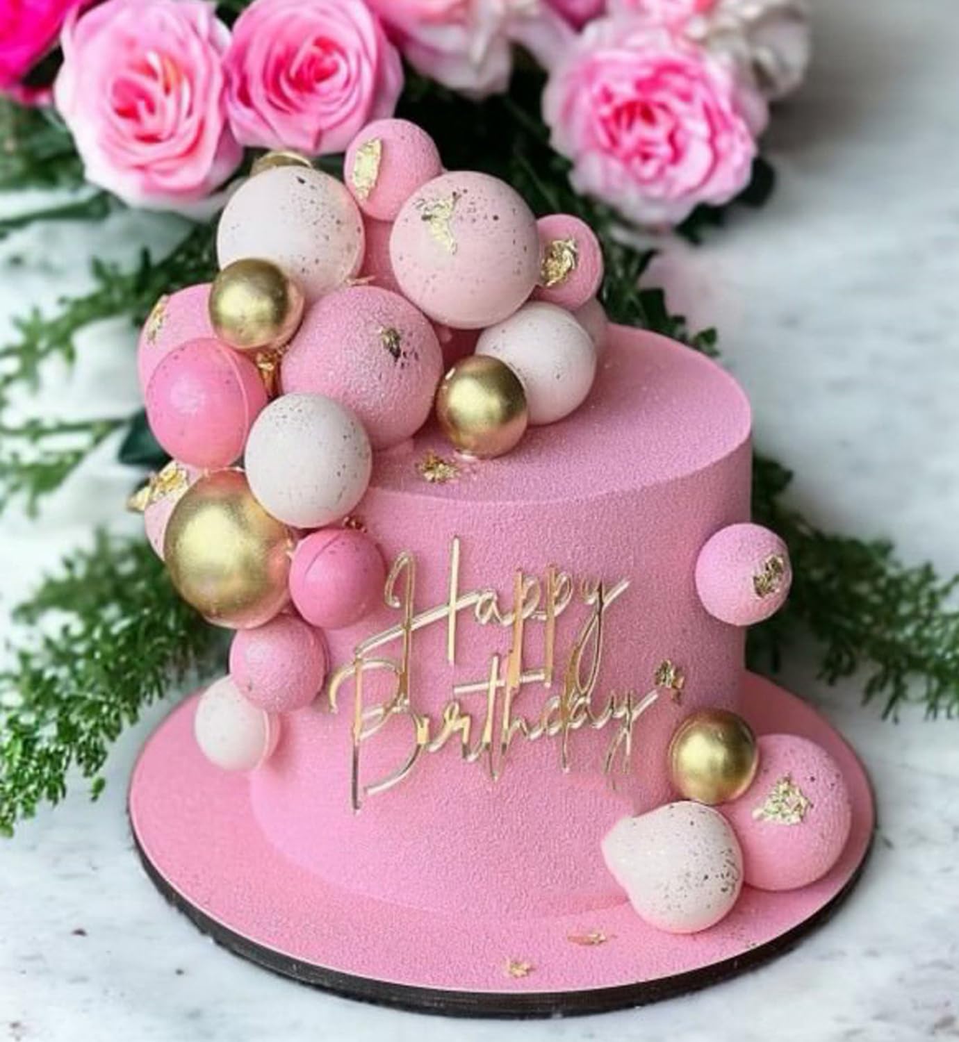 Happy Birthday Cake Topper, Gold Mirror Acrylic Happy Birthday Cake Sign Decorations