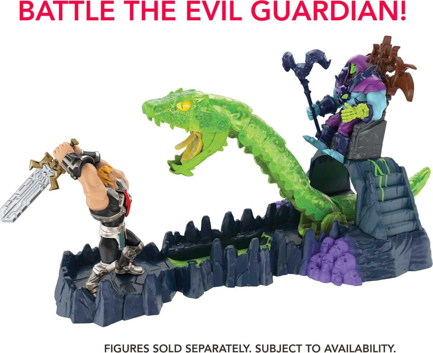 He-Man and The Masters of The Universe Chaos Snake Attack Playset, Skeletor Fortress with 2 Action Figures (He-Man & Skeletor), Gift for Adult