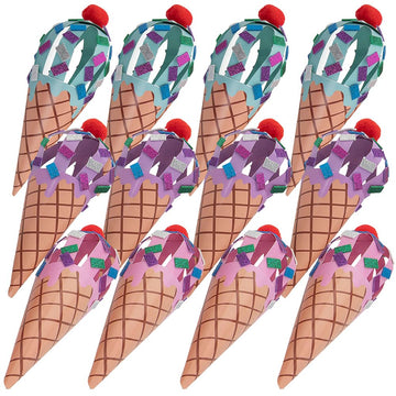 Paper Strip Ice Cream Cone Craft Kit, Makes 12