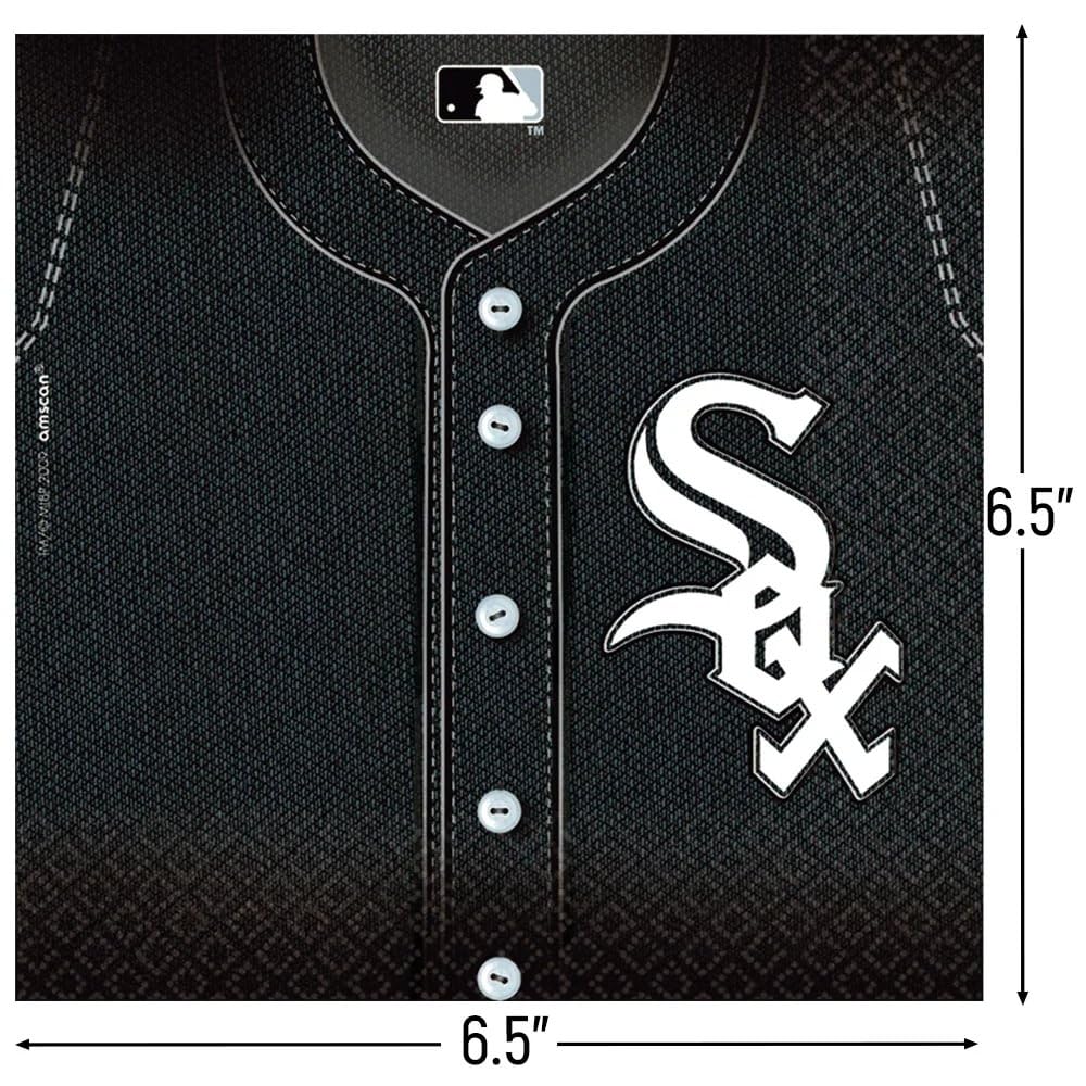 Chicago White Sox Paper Luncheon Napkins in Black - 6.5" x 6.5" (Pack of 36) - Perfect for Game Day Celebrations, Tailgating, Reunions & Themed