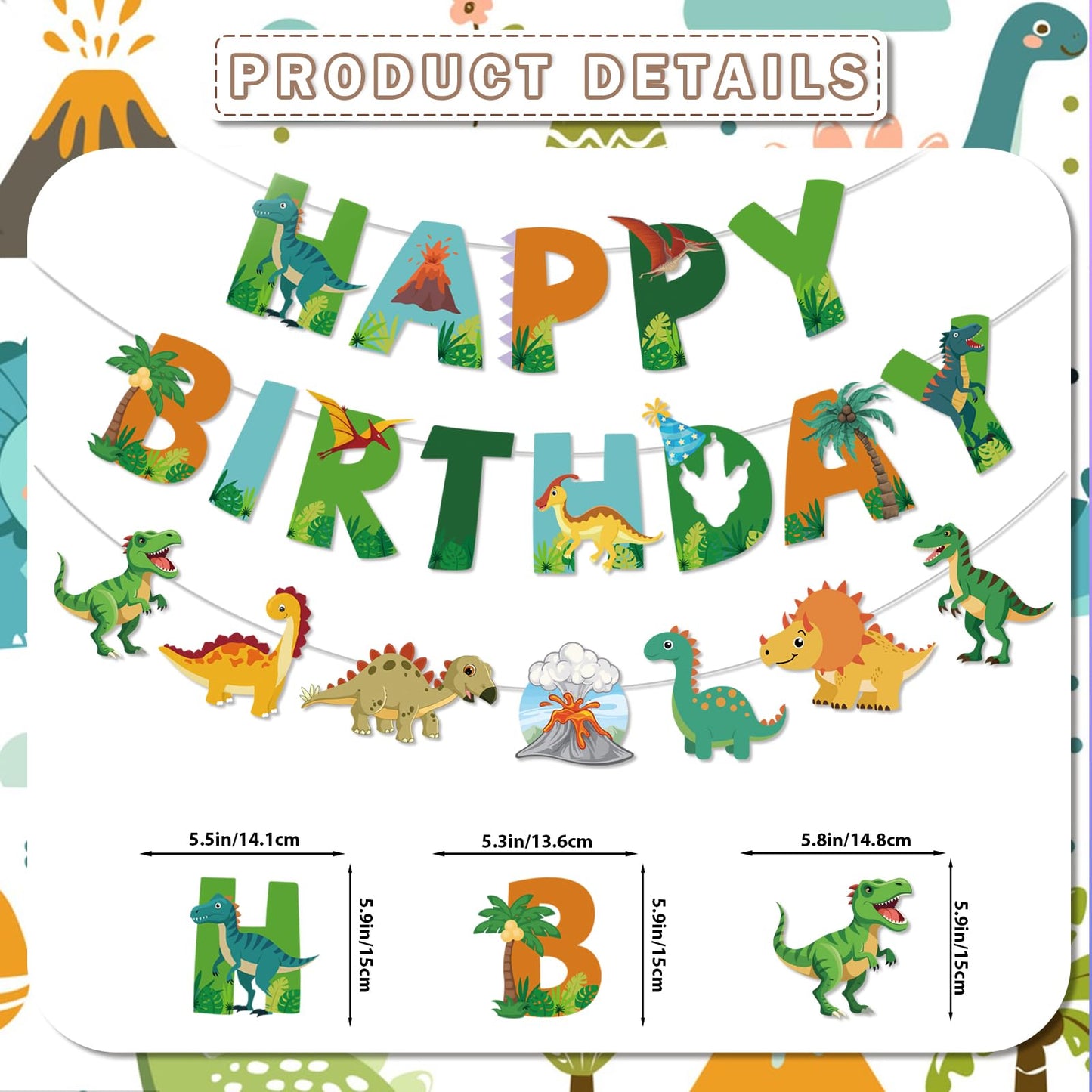 Dinosaur 3rd Birthday Decorations for Boys - Dinosaur Birthday Decorations with Banner Garland Number 3 Dinosaur Balloons for 3 Year Old Dino Party