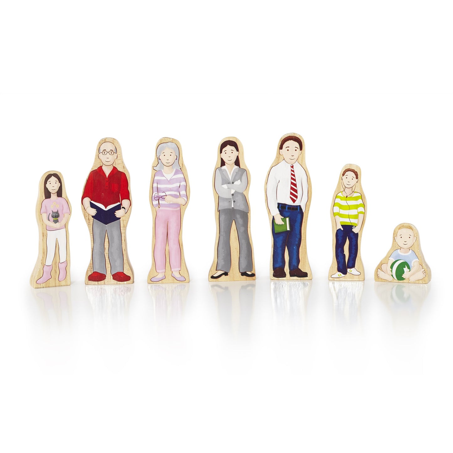 Guidecraft Wedgies Family Set of Wooden Figures - Kids Learning & Educational Toys, Block Play Character Set for Toddlers
