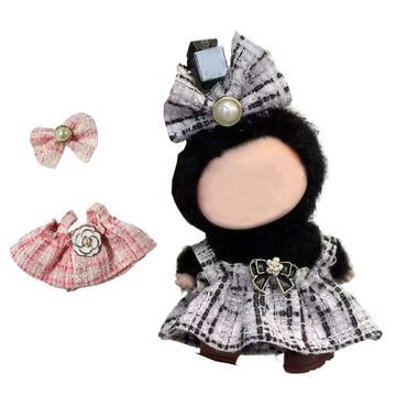 12cm Mini Dolls Clothes(NO Doll), 2 Pack Dolls Cute Outfit Accessories with , Small Clothes Set for Doll, Gift for Women(Black and Pink)