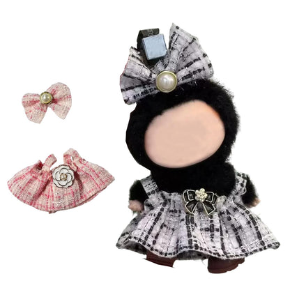 12cm Mini Dolls Clothes(NO Doll), 2 Pack Dolls Cute Outfit Accessories with , Small Clothes Set for Doll, Gift for Women(Black and Pink)