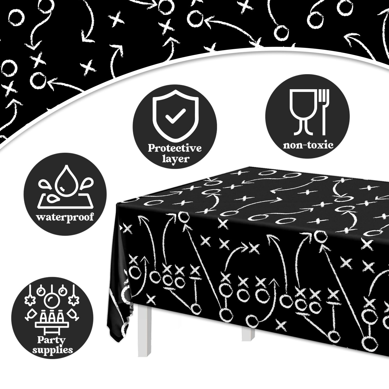 Pymurod Football Party Decorations Tablecloth Disposable Plastic Touchdown Table Cover Game Day Tailgate Decorations Football Themed Birthday Party