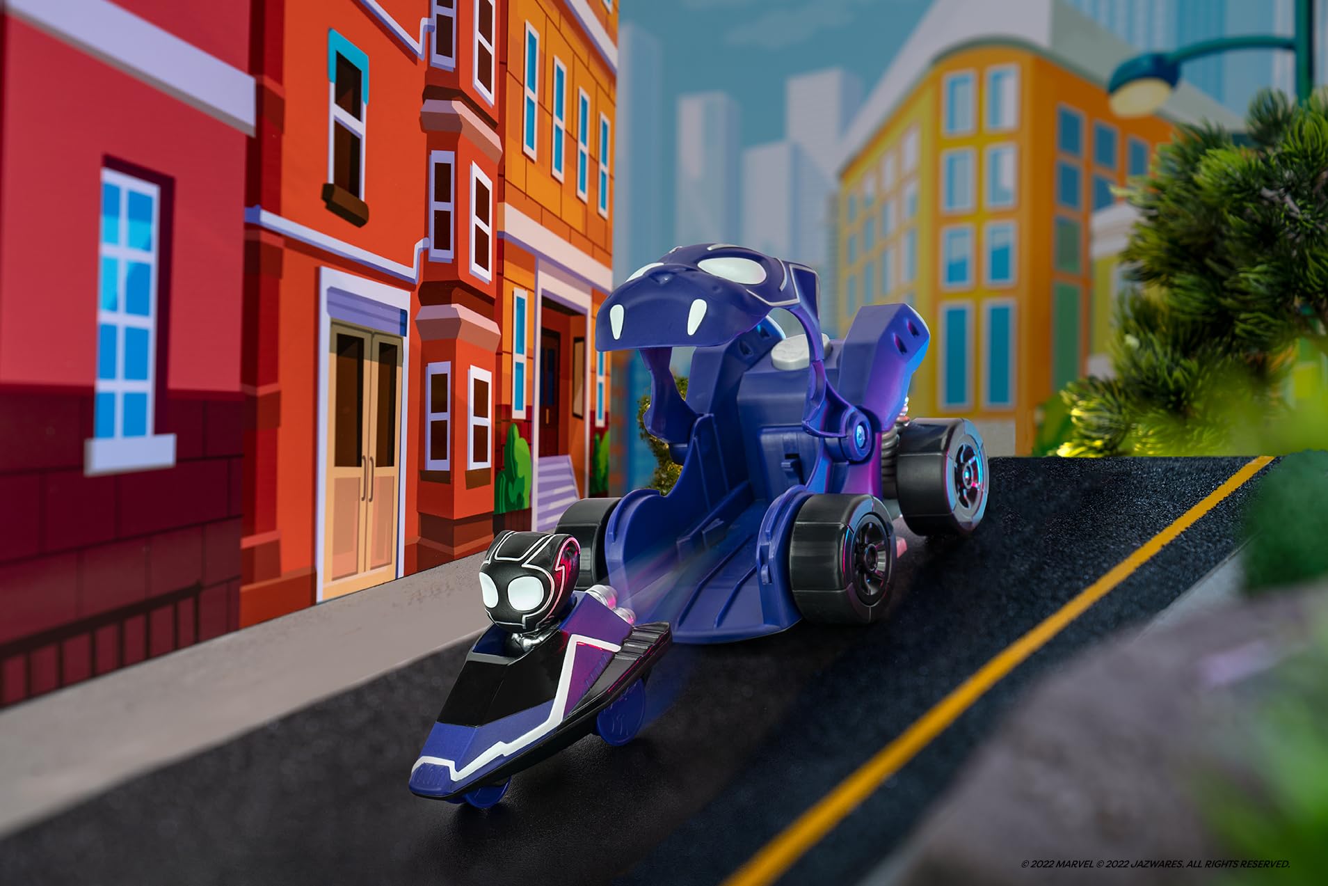 Jazwares Marvel’s Spidey and His Amazing Friends Jump Attack Vehicle (Black Panther) - Jump Attack 2-in-1 Vehicle with Black Panther - Toys Featuring