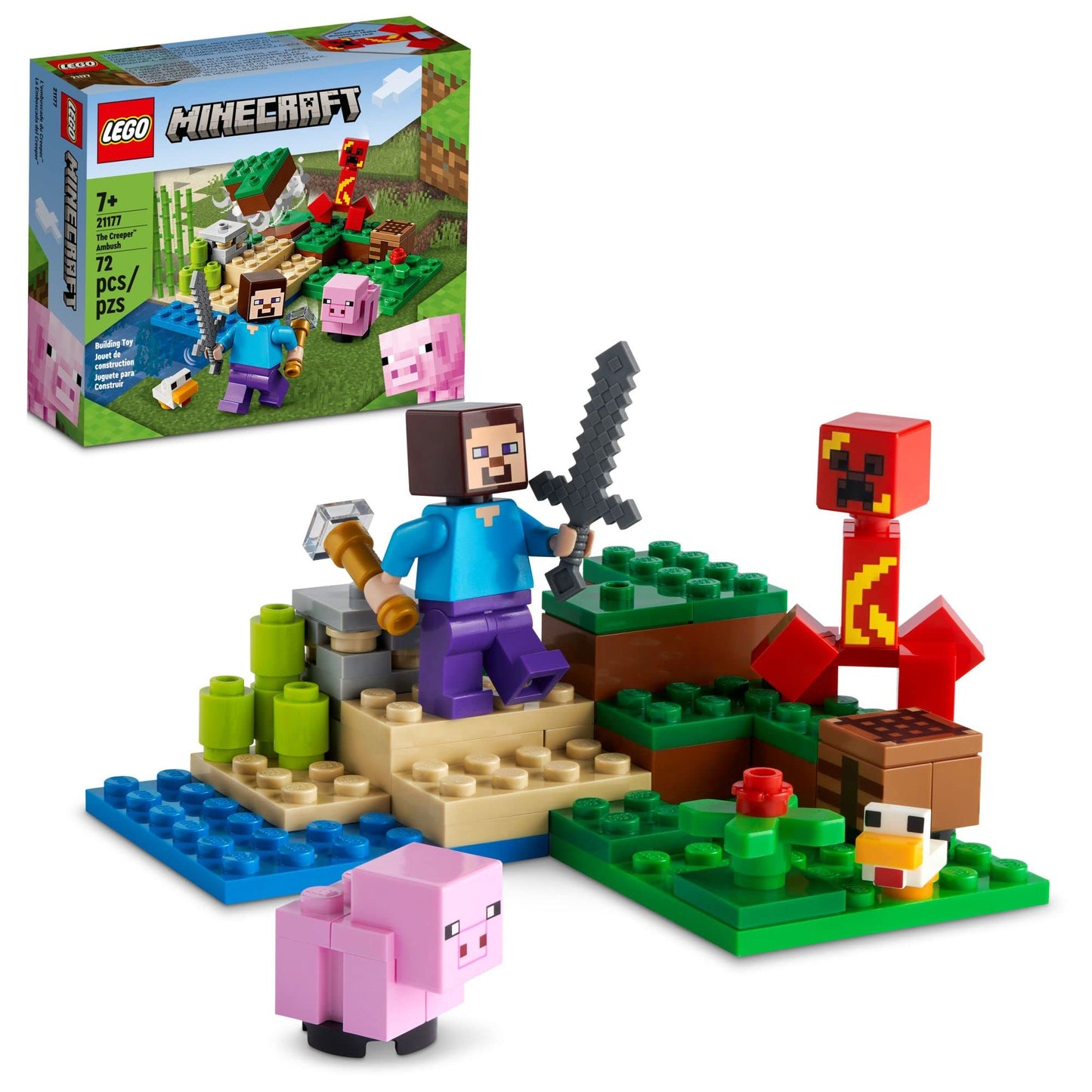 LEGO Minecraft The Creeper Ambush Building Toy 21177, Pretend Play Zombie Battle, Gift for Kids, Boys and Girls Age 7+ Years Old, Ore Mining