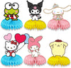 6Pcs Kitty Theme Party Table Centerpieces, Kawaii Honeycomb Decorations, Double-Sided Cat Table Toppers for Girls Birthday Party, Photo Booth Props