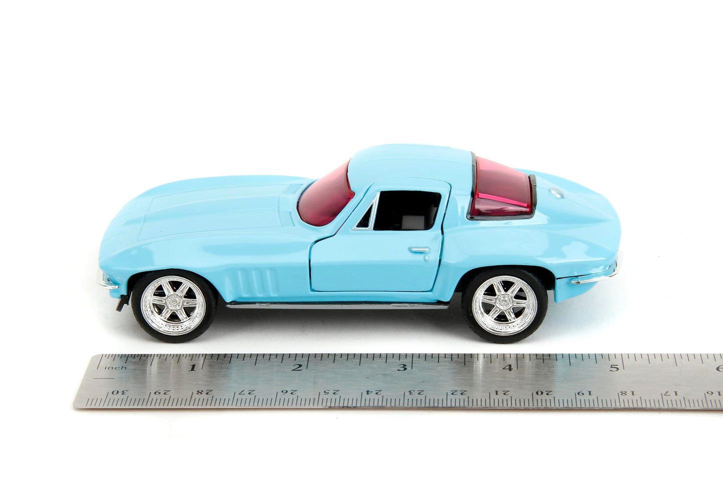 Jada Pink Slips 1:32 W2 1966 Chevy Corvette Die-Cast Car, Toys for Kids and Adults(Light Blue)