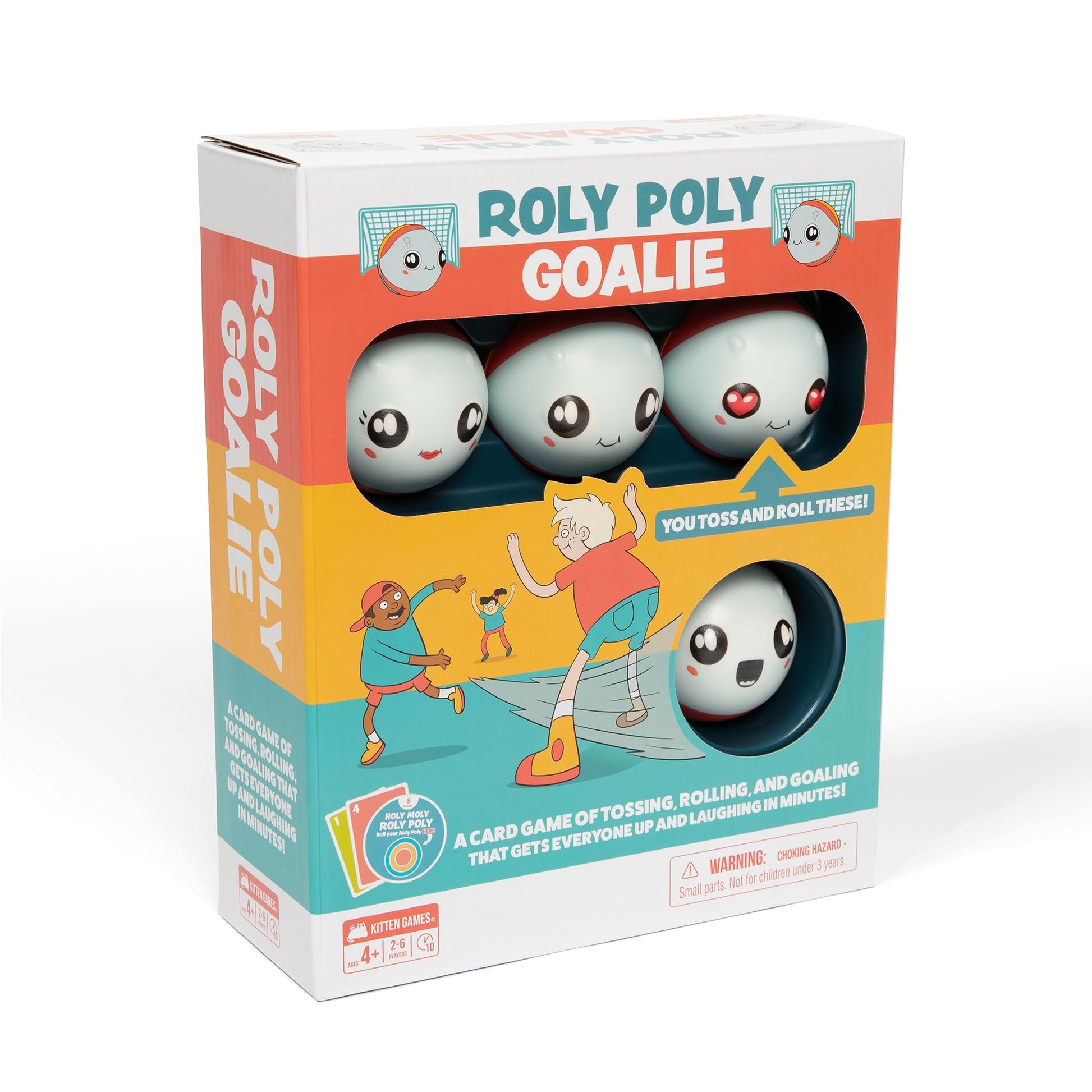 Exploding Kittens Roly Poly Goalie 2-6 Players- Ages 4+-10 Minutes to Play-Card Game for Kids-Active Play Game- Perfect Family Card Game for Game