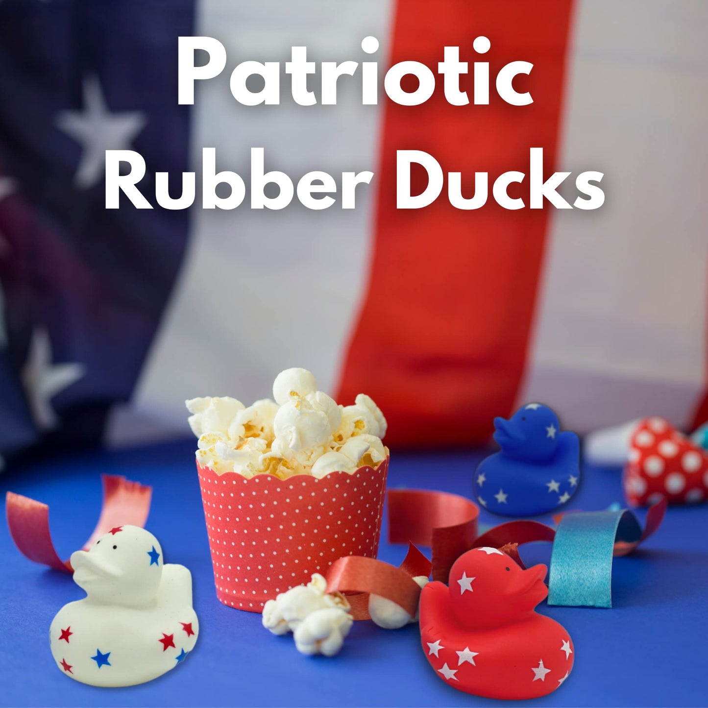 4E's Novelty Patriotic Rubber Ducks (24 Pack) Bulk 2" - 4th of July Party Favors, Patriotic Party Supplies Gifts toys for Kids Adults Fourth of July