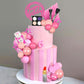 32 PCS Makeup Cake Topper Happy Birthday Cake Topper with Lipstick Eye Shadow Makeup Brush for Birthday (Hot pink)