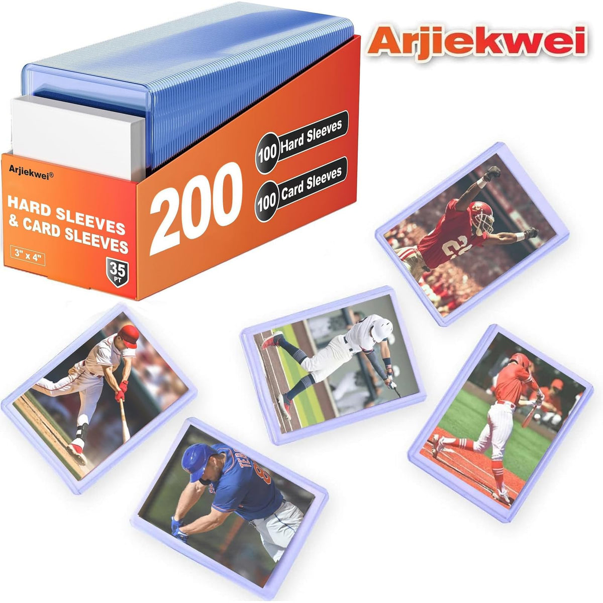 400 Card Sleeves Hard Plastic, Arjiekwei 3"X 4" Trading Card Holder, 35PT