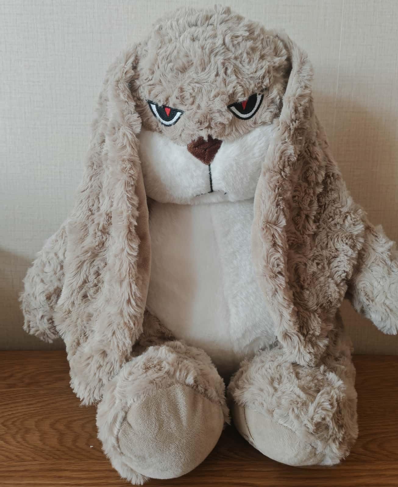 HWHXCZYH 19.6" Grumpy Bunny Plush, Funny Stuffed Animal Rabbit with Floppy Ears, Super Soft Moody Plushie Hug Pillow, Cute Gag Gift & Room Decor