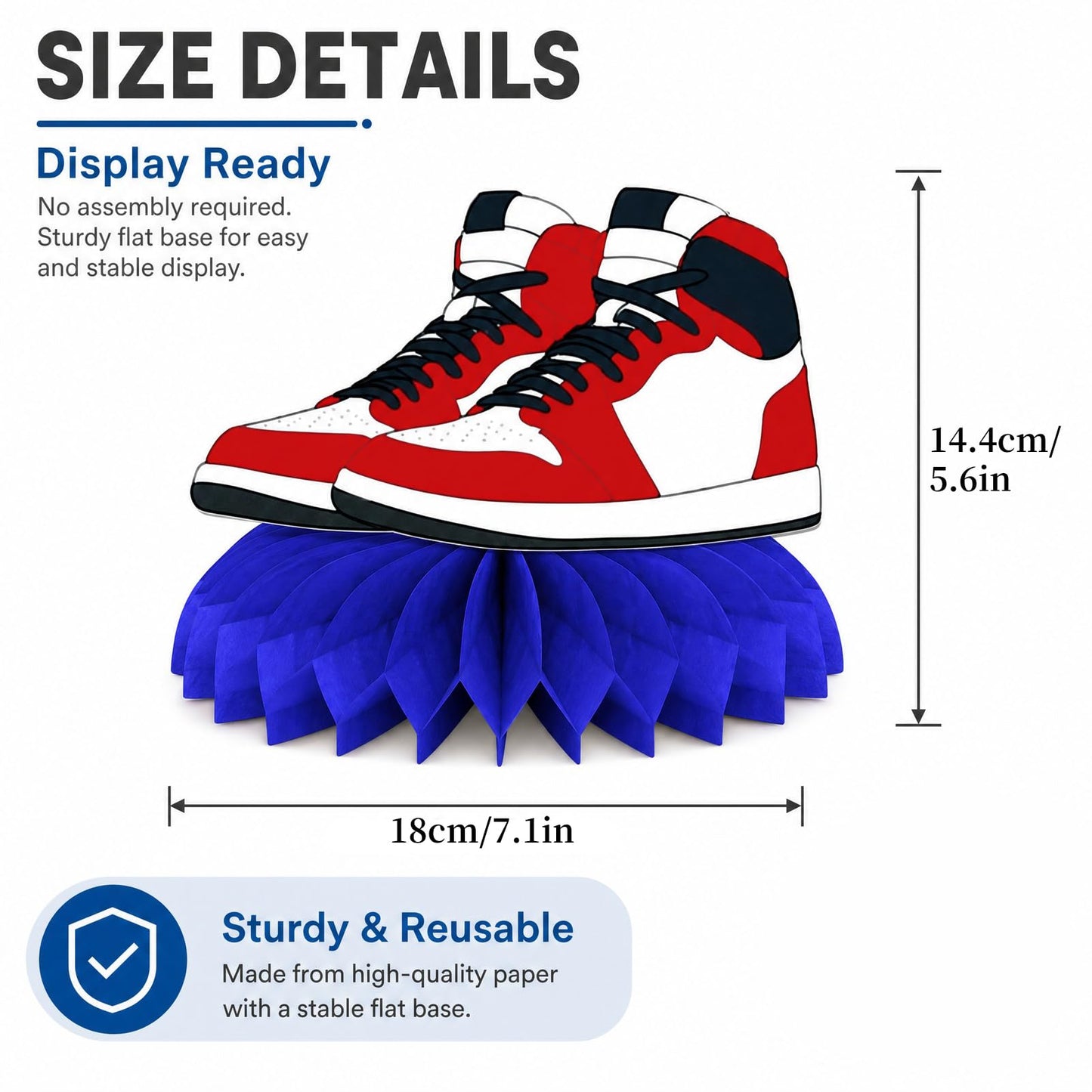 9-Piece Sneaker Honeycomb Decorations, 3D Sports Centerpieces for Table, Themed Party Supplies for Birthday Baby Shower Sport Shoes Graduation (9 Pcs)