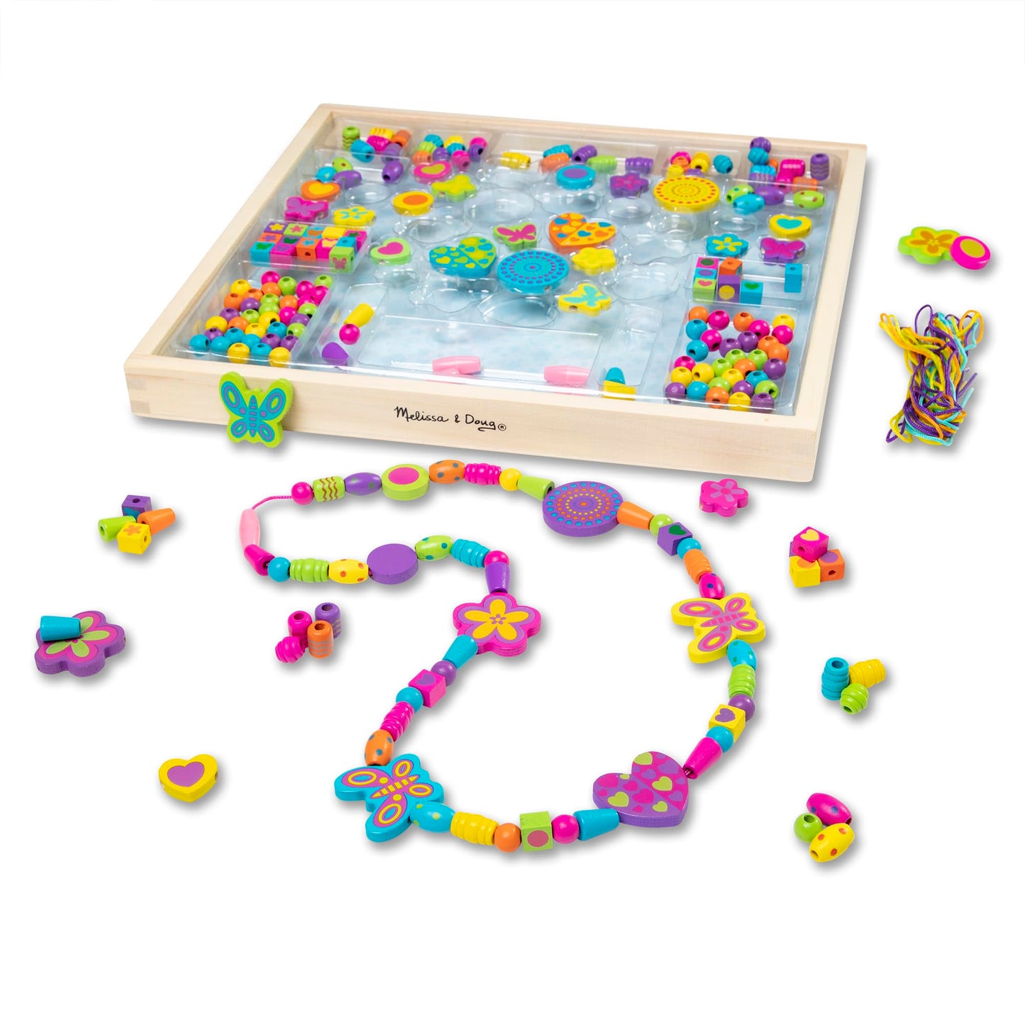Melissa & Doug Created by Me! Bead Bouquet Deluxe Wooden Bead Set with 220+ Beads for Jewelry-Making Kits for Kids 4+ - FSC Certified