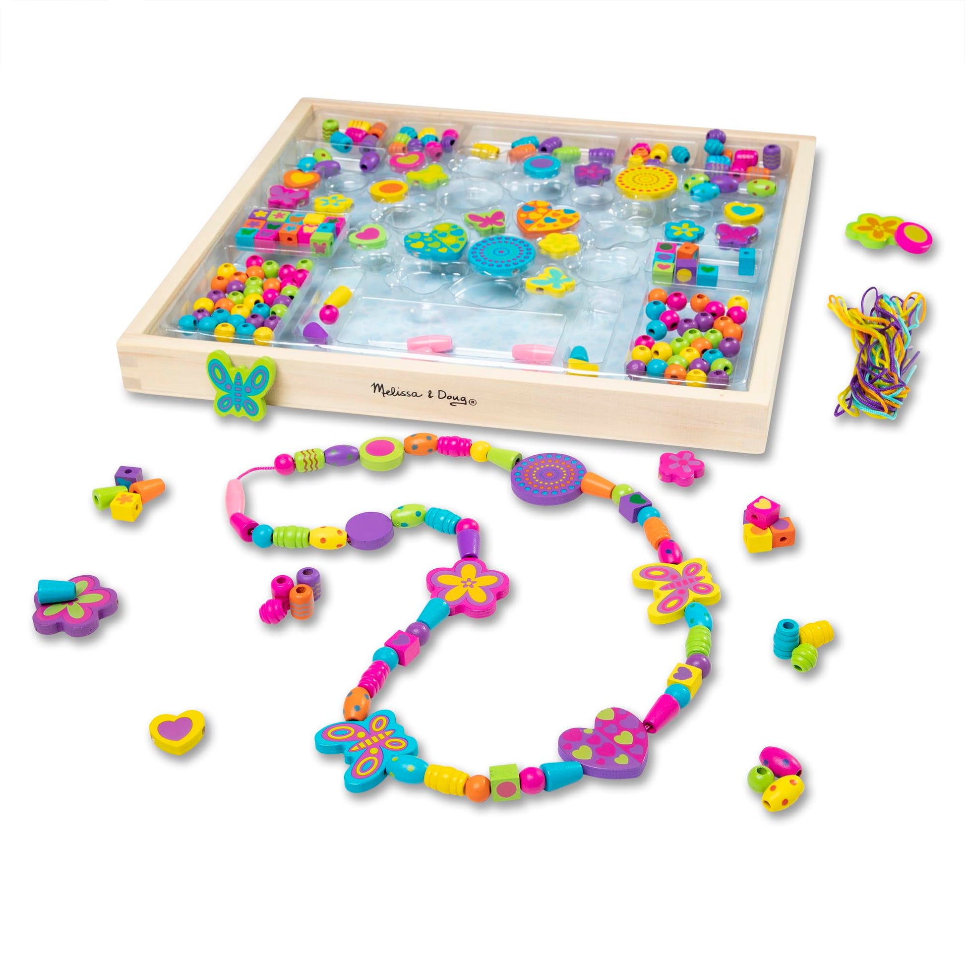 Melissa & Doug Created by Me! Bead Bouquet Deluxe Wooden Bead Set with 220+ Beads for Jewelry-Making Kits for Kids 4+ - FSC Certified