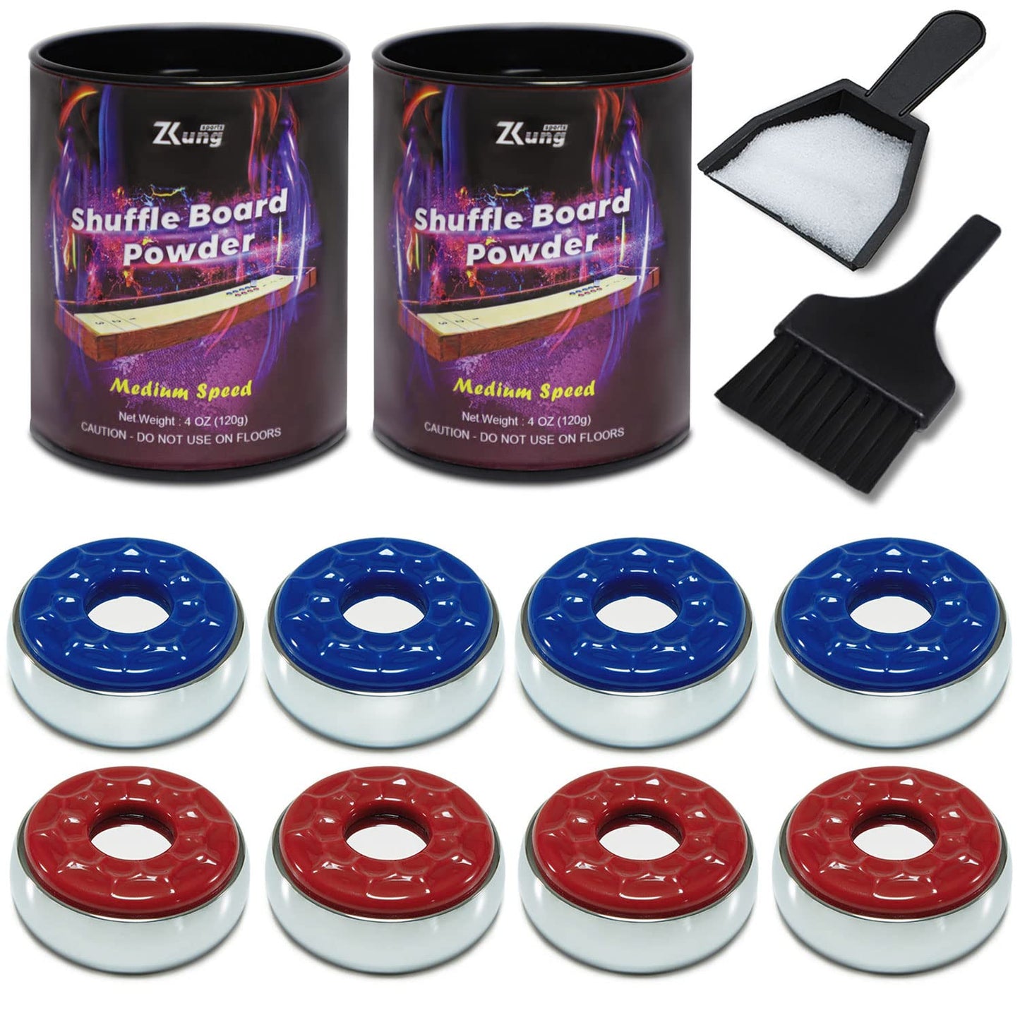 Shuffleboard Pucks and Sand Set - 2 1/8" Table Pucks with 2 Cans Wax