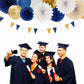 Navy-Blue White Gold Party-Decorations - 20pcs Graduation 2026 Paper Lanterns Fans,Tissue Pom Poms,Honeycomb Ball,Birthday Bridal Celebration