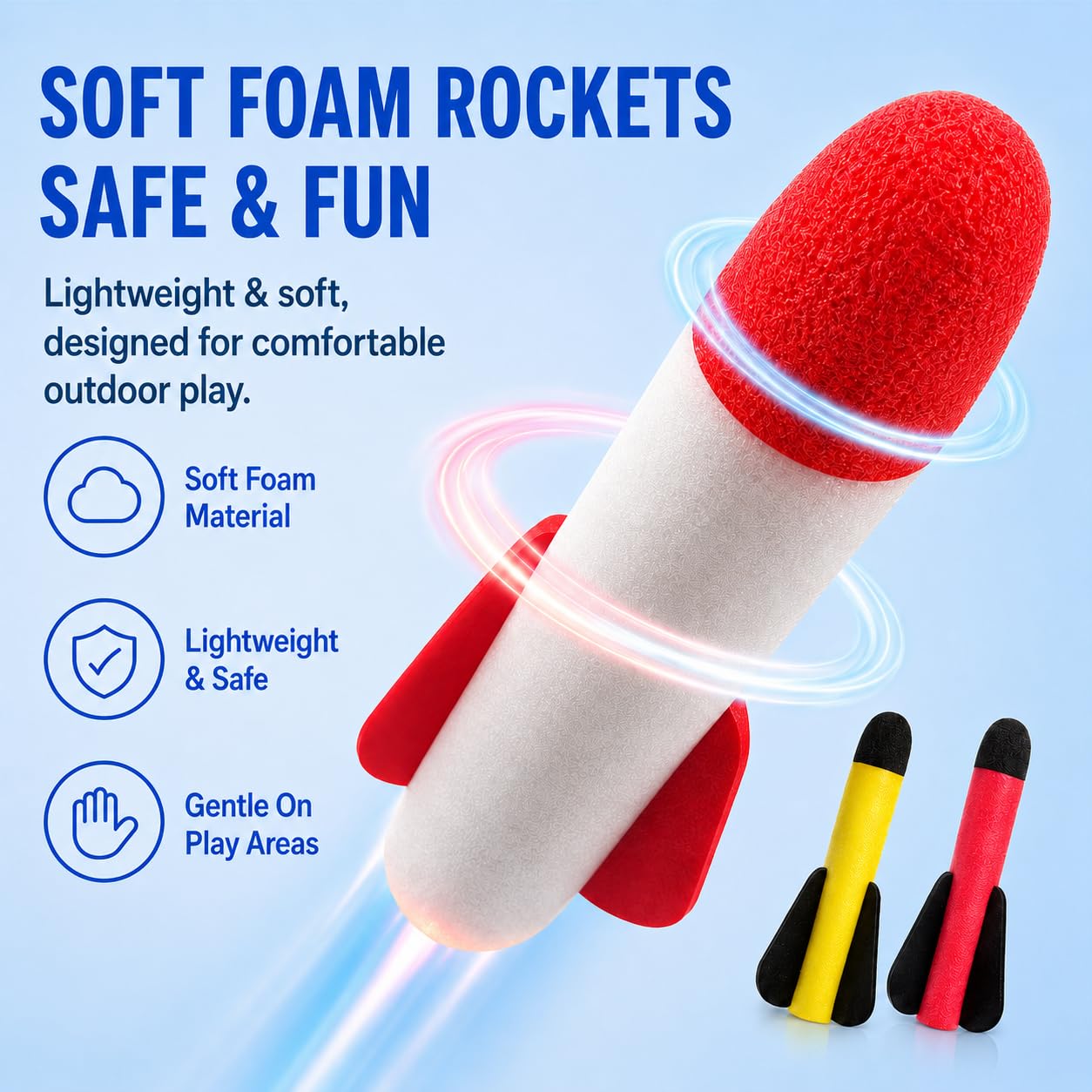 TODARRUN Foam Rocket Launcher for Kids Age 3 4 5 6 7 8, Fun Catapult Rocket Toys Boys Toys Age 3-12 Girls Gift Rocket Kids Outdoor Toy