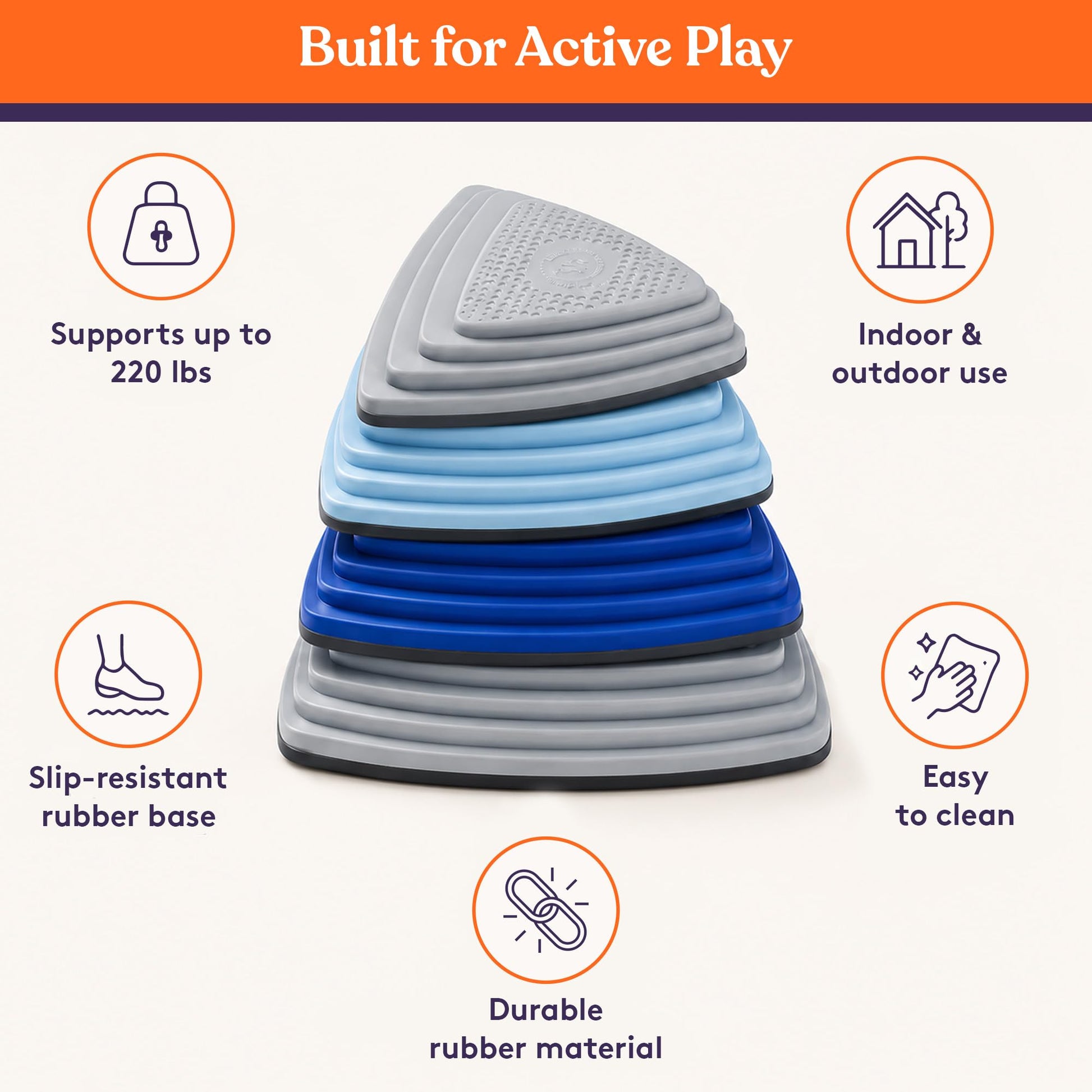 Special Supplies 10 Stepping Stones for Kids Indoor and Outdoor Balance Blocks Promote Coordination, Balance Strength Child Safe Rubber, Non-Slip